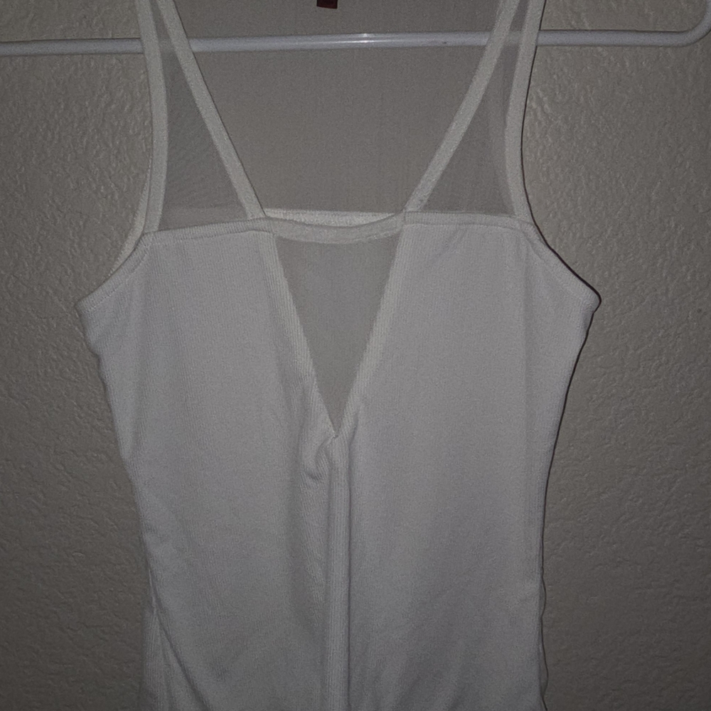 Red Women's White Mesh Blouse